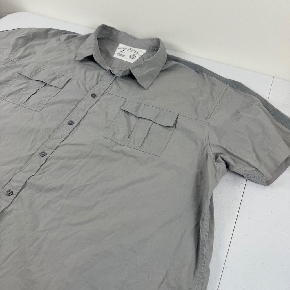 Steve's Jeans Mens 3X Gray Short Sleeve Button Down Cotton Utility Shirt